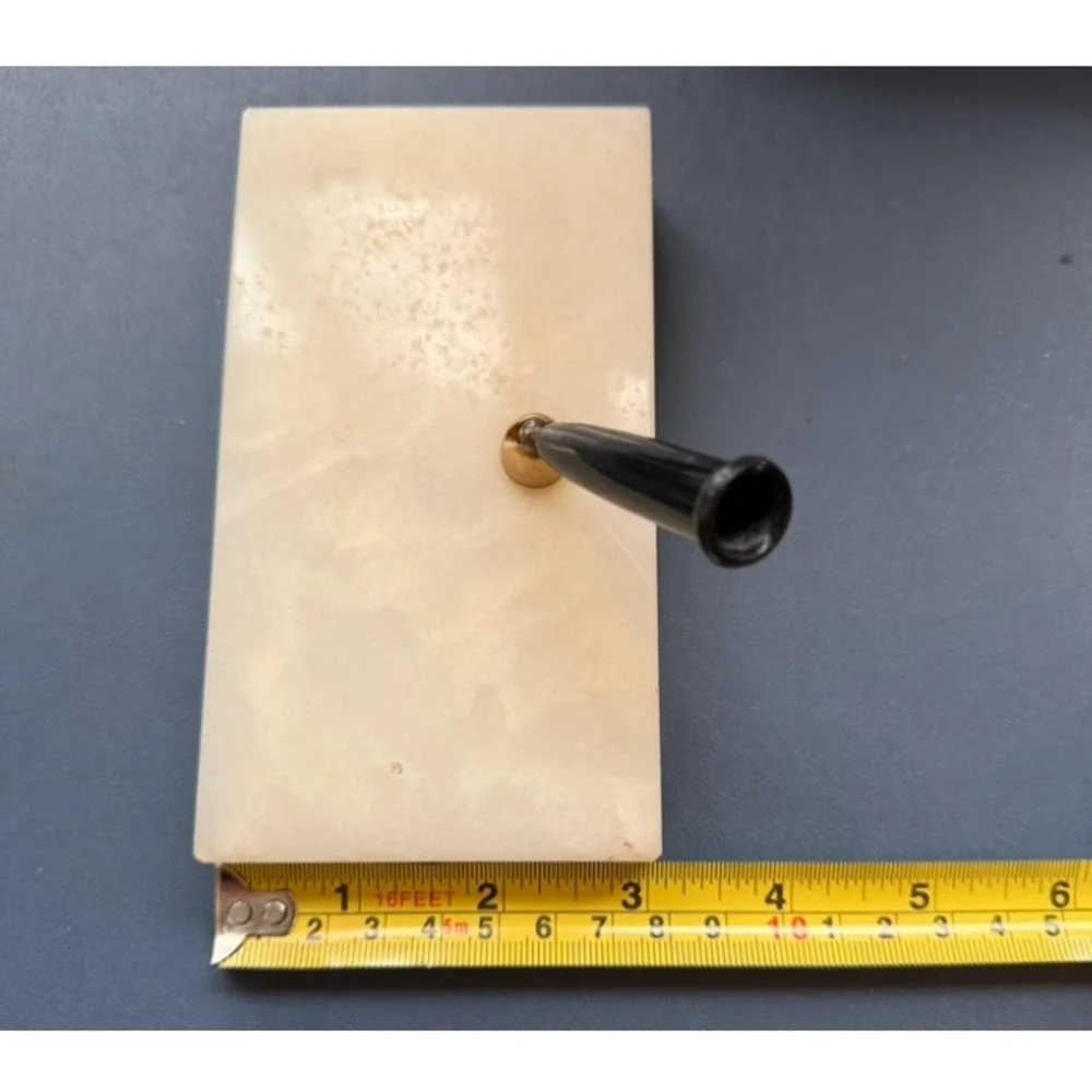 Alabaster Desk Pen‎ Stand Base w/ Swivel Socket Mid Century Office Decor Vintage